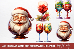 Christmas Wine Cup Sublimation Clipart Product Image 1