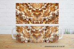 3D Gold Flowers Mug ug Wrap | Sublimation Coffee Cup Product Image 5