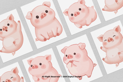15 Bundle Watercolor Chubby Pig Pink Lazy Cute Hog Farm Product Image 3