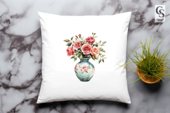 Watercolor Rose Vase PNG Set Product Image 3