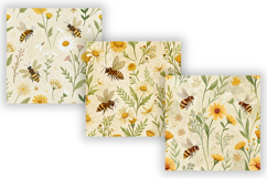 Springtime Bees and Wildflowers Seamless Pattern, Honey Tone Product Image 3