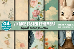 Vintage Easter Ephemera Digital Paper Background Bundle PNG Product Image 4