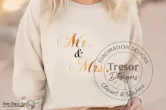 Mr And Mrs Wedding PNG Gold Couple Shirt Design Sublimation Product Image 4