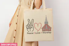 Peace Love Worship PNG, Retro Church Sublimation PNG Product Image 1