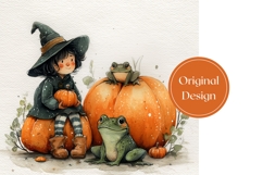 Cartoon Witch Tumbler, Watercolor Halloween Pumpkin Tumbler Product Image 3