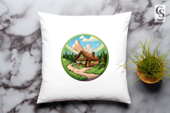 Mountain Cabin Landscape Clipart Sublimation PNG Product Image 3