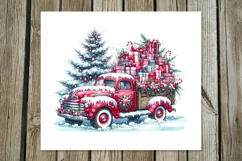 Christmas truck | Watercolor tumbler sublimation design PL Product Image 3