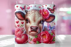 Valentine's Day Cow Tumbler Wrap Sublimation Design Product Image 1