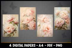 4 Digital Papers Vintage Peonies Florals I Vintage Theme Product Image 2