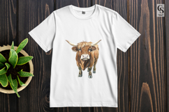 Cute Highland Cow Watercolor Farm Animal Clipart PNG Product Image 2