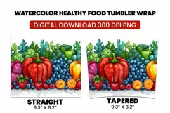 Watercolor Healthy Food Tumbler Warp Design Product Image 3