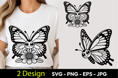 Floral Butterfly SVG PNG Product Image 1