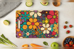 Retro Groovy Flowers Cutting Boards sublimation Design Product Image 3