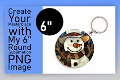 Holiday Snowman 3D Stained Glass Round Design Keychan PNG Product Image 1
