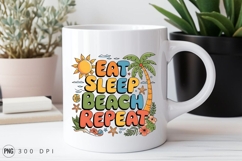 Eat Sleep Beach Repeat Summer Sublimation PNG
