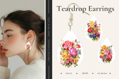 Flower Teardrop Earring Floral Teardrop Sublimation_21 Product Image 1