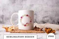 Watercolor Floral Pumpkin frame png Product Image 3