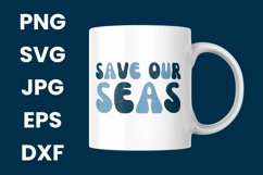 Retro Blue Save Our Seas, Whale Ocean Sea Lovers SVG Product Image 3