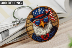 4Th Of July Eagle Keychain Sublimation - Round Keychain PNG Product Image 1