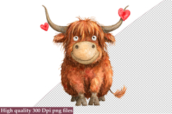 Valentine Highland Cow Clipart Png Product Image 1