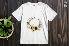 Sunflower Floral Frame Clipart Sublimation PNG Product Image 3