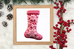 Pink Christmas Crochet Clipart, Christmas PNG Product Image 3