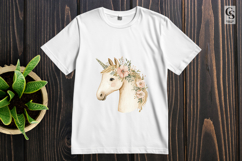 Floral Unicorn Horse Watercolor Clipart Sublimation PNG Product Image 3