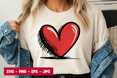 Sketch Style Red Heart SVG PNG Product Image 1