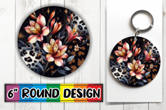Bright Keychain Sublimation Circle, Leopard Prints Product Image 1