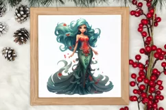Christmas Mermaid Clipart Sublimation, Christmas PNG Product Image 3