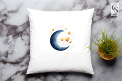 Cute Moon and Heart Star Clipart Sublimation PNG Product Image 3