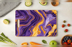 Purple &amp; Yellow Marble Agate Cutting Boards sublimation Desi Product Image 3