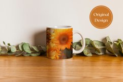 Sunflower Mug Sublimation Design, Floral Mug Wrap 11oz 15 oz Product Image 3