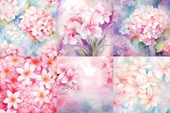 Watercolor white pink flower printable digital papers Product Image 3