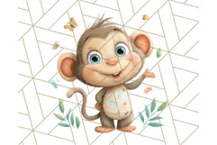 Zoo Monkeys Clipart, Cute Cartoon Jungle Monkeys PNG Product Image 3