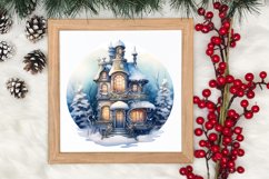 Watercolor Christmas Winter Houses Clipart Product Image 3