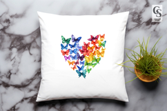 Colorful Butterfly Heart Clipart Sublimation PNG Product Image 3