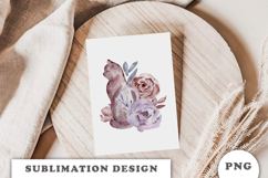 Watercolor Cat with Flowers png Product Image 3