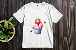 Cute Strawberry Cupcake Clipart PNG Product Image 2