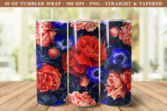 Carnation & Anemone Flower Tumbler Wrap | 20 oz tumbler wrap Product Image 1