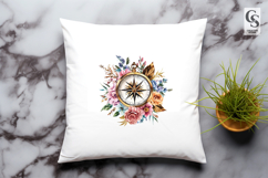Floral Compass Adventure Clipart Sublimation PNG Product Image 3