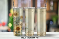 Sunflower Vintage Tumbler Wrap Sublimation Designs Product Image 3