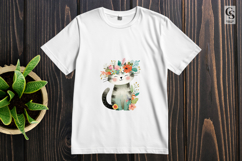 Cute Floral Cat Watercolor Clipart Sublimation PNG Product Image 2