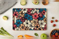 Retro Doodle Flowers Cutting Boards sublimation Design Product Image 3