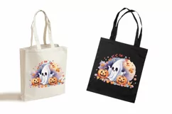 Trick or Treat, Halloween Lettering PNG, Ghost and Pumpkin Product Image 3