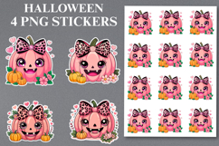 4 Halloween Pumpkine Stickers Png | Printable Product Image 1