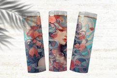 Floral Autumn Lady Skinny Tumbler Wrap Sublimation PNG Product Image 3