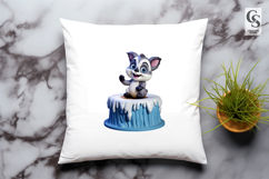Cute Raccoon On Ice Base Clipart Sublimation PNG Product Image 3