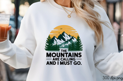 THE MOUNTAINS ARE CALLING PNG, Retro Camping Sublimation PNG Product Image 1