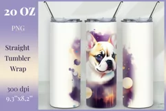 Watercolor Dog Sublimation Tumbler Wrap | 20 oz Straight Png Product Image 1